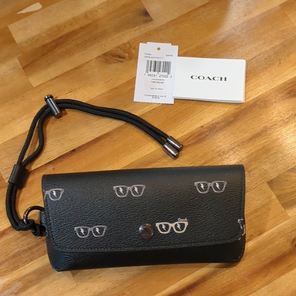 Coach Black with Sunglasses Design Eyeglass Case With Strap - Picture 1 of 8